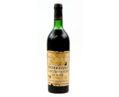 One bottle of Berberana Cosecha Especial Rioja 1952 vintage red wine.   