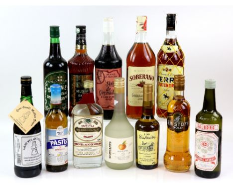 Various bottles of spirits to include one bottle of Aalborg Akvavit 70cl 42% vol, one bottle of Eucario Gonzalez Tequila and 