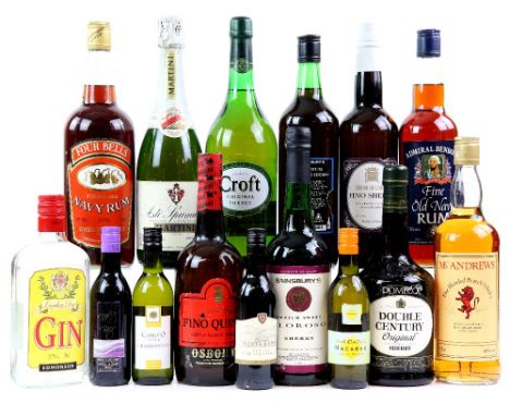 Various Sherry and Spirits to include: one bottle of Croft Original Sherry, one bottle of Domecq Double Century Original Sher