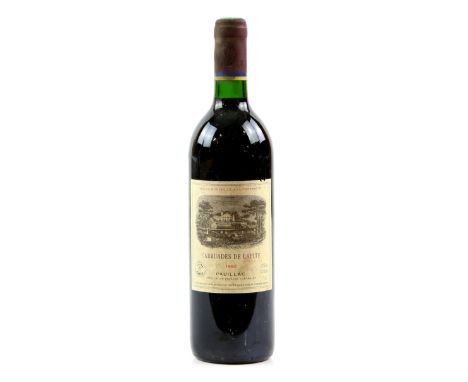 One bottle of Carruades de Lafite, Pauillac, 1992 vintage.   