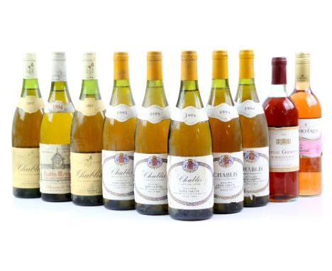 Ten bottles of white and rose wine to include two bottles of Herve Varenne Chablis 1994 vintage, three bottles of Herve Varen