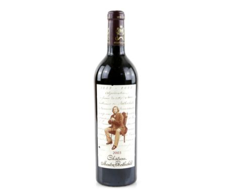 One bottle of Chateau Mouton Rothschild, Premier Cru, Pauillac, 2003 vintage red wine.   