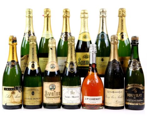 Thirteen bottles of Champagne and Sparkling Wine to include: One bottle of Vouvray Brut Champagne 1996 vintage, one bottle of