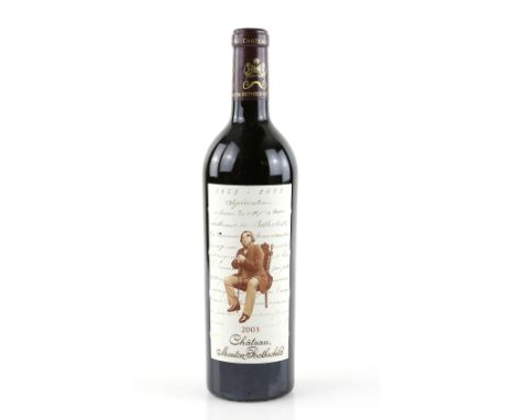 One bottle of Chateau Mouton Rothschild, Premier Cru, Pauillac, 2003 vintage red wine.   