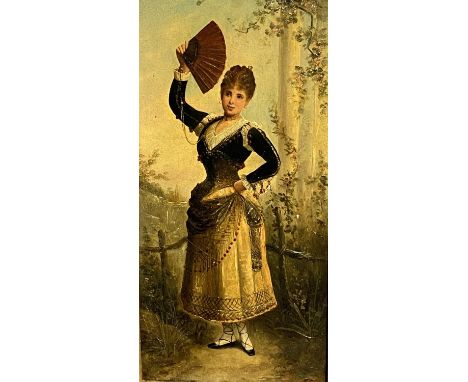 Oil on wood panel , "Neapolitan girl",indistincly signed lower right, inscribed verso, Pietro Armelly see images 30 x 14cm, i
