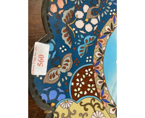 An enamel on copper cloisonne charger, possibly meiji, 36cm diam 