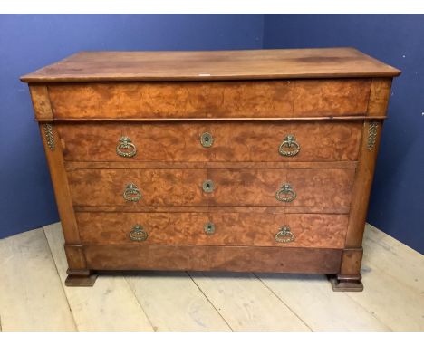 White cherry &amp; burr walnut French commode, C1830, Napoleon III, 91.5h x 127w x 60d cm. 