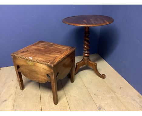 Victorian mahogany spiral twist tripod table with tray top 56cm Diam x 70cm H. Condition: Generally good, some wear &amp; a G