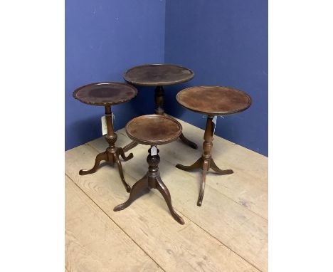 4 Various Victorian tripod wine tables. Condition: Generally good but some wear, needs a polish (4) 