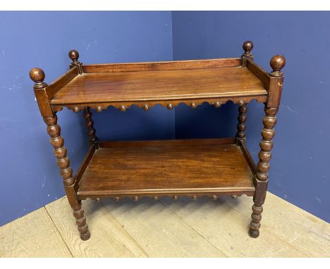 William IV small mahogany dumb waiter on bobbin turned supports 83 cm L x 41 cm deep x 81 H.  Condition,  generally good, gen