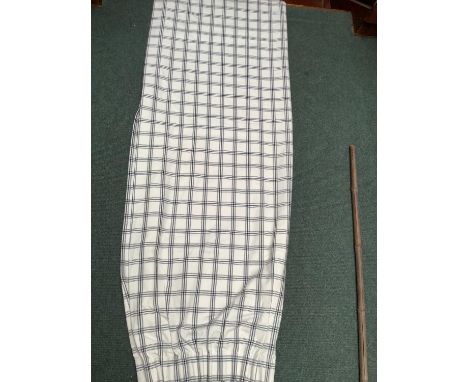 Single panel curtain cream and black broad check, interlined.  Drop 175 cm x width 134 cm. 
