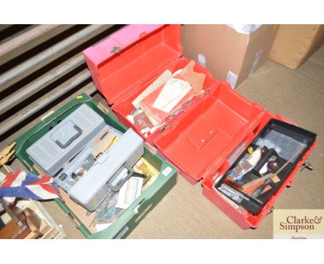Two large tool boxes, two small tool boxes and contents