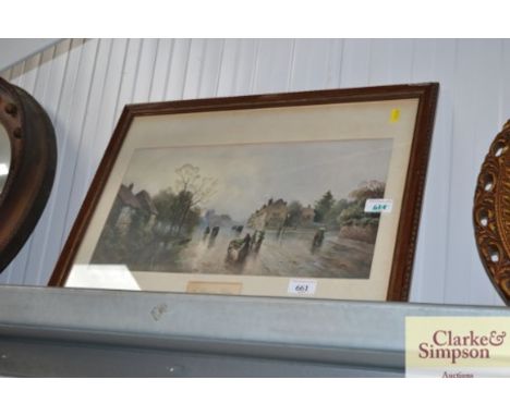 A framed and glazed print "A Showery Day"