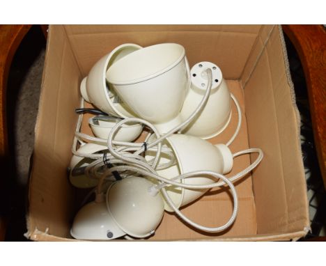 BOX OF FOUR PENDANT LIGHT FITTINGS