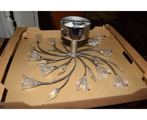 MODERN CHROME FINISH LIGHT FITTING WITH FLOWER FORMED DETAIL