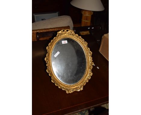 OVAL PLASTERWORK FRAMED DRESSING TABLE MIRROR WITH EASEL BACK, 44CM HIGH