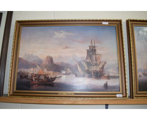 AFTER JOHN WILSON CARMICHAEL, PAIR OF OLEOGRAPH PRINTS, 'SALUTE OR DEPARTURE' AND 'SALUTE ON ARRIVAL', FRAMED, 84CM WIDE