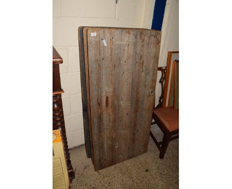 THREE VINTAGE PINE FOLDING BASE PASTING TABLES, 136CM 