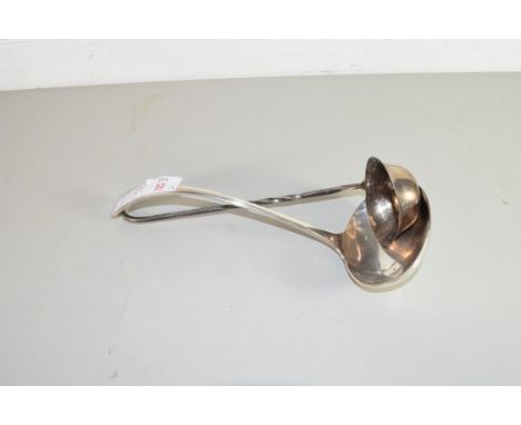 SILVER PLATED SOUP LADLE, A FURTHER SILVER PLATED PUNCH LADLE (2)