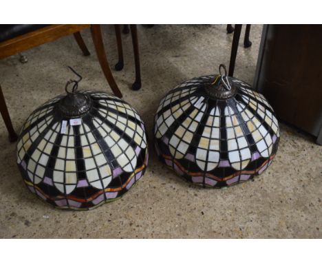 TWO REPRODUCTION CENTRE CEILING LIGHT FITTINGS IN THE TIFFANY STYLE (PAIR), 50CM DIAM