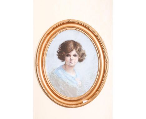 Vianey Atearl (19th/20th century)Shoulder length portrait of a young girlIndistinctly signedOval 50cm x 40cmPastels on paper 