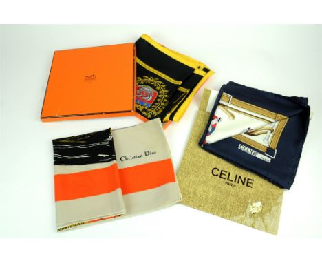 A Hermes scarf within original box, together with a collection of various other scarves, to include; Christian Dior, Jaeger a