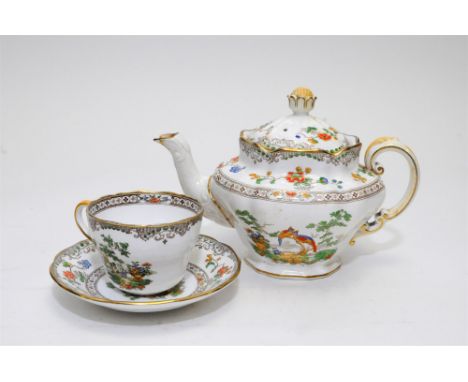 A Spode Copeland's part tea service in the Bermuda pattern circa 1931, each piece printed and painted with fancy birds, trees