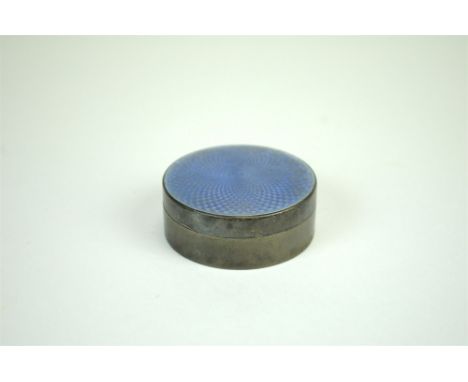 A silver and purple guilloche enamel circular box, Wright &amp; Davies, London 1918, 5cm diameter, weight approx 1.8oz
