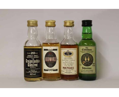 39 SINGLE MALT SCOTCH WHISKY MINIATURES
Including Pride of Orkney 12, Ardmore 1977 and Craigellachie-Glenlivet 20.  