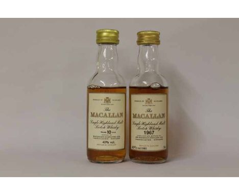 THE MACALLAN 1967
Single Malt Scotch Whisky. Bottled 1985. 5cl, 43% volume. 
THE MACALLAN 10 YEARS OLD
Single Malt Scotch Whi
