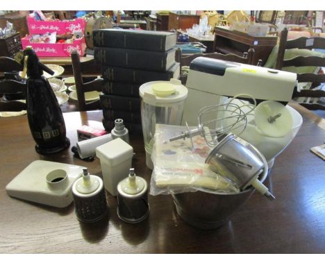 A Kenwood Chef food mixer with accessories, a Soda siphon and a set of The Business Encyclopedia and Legal Adviser 