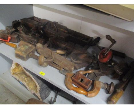 A selection of woodworking tools to include woodworking planes, chisels, levels and other itemsLocation: G 