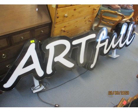 A large light-up Artful sign 94 1/2" x 26 1/2". Location:RAM 