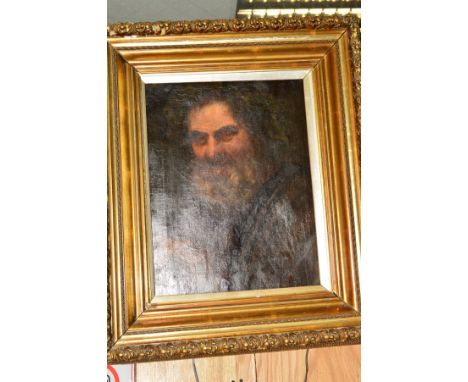 A LATE VICTORIAN HEAD AND SHOULDERS PORTRAIT OF A MAN HOLDING A BOOK, unsigned, oil on canvas, framed, approximate size 45cm 