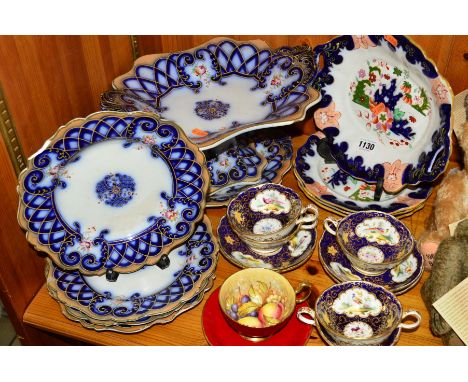 TEA AND DINNER WARES, etc to include an Aynsley 'Orchard Gold' cup and saucer, signed D Jones, hand painted and gilt tea cups