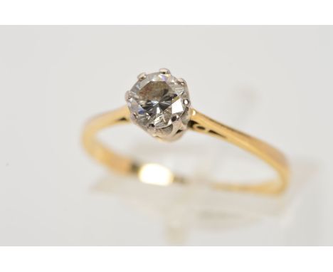 A DIAMOND SINGLE STONE RING, estimated modern round brilliant cut diamond weight 0.50ct, colour assessed as H-I, clarity asse