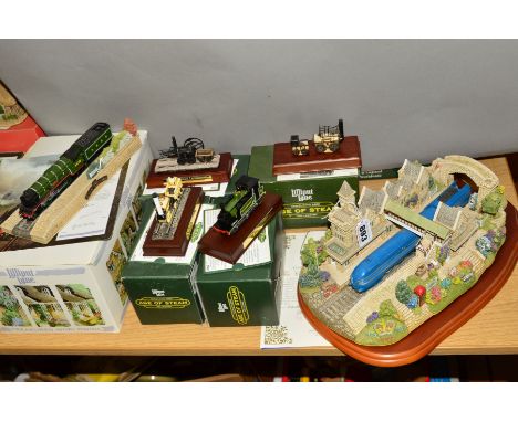 SIX LILLIPUT LANE LOCOMOTIVE SCULPTURES, to include limited edition 'The Coronation at Lancaster Station' L2616, No268, on wo