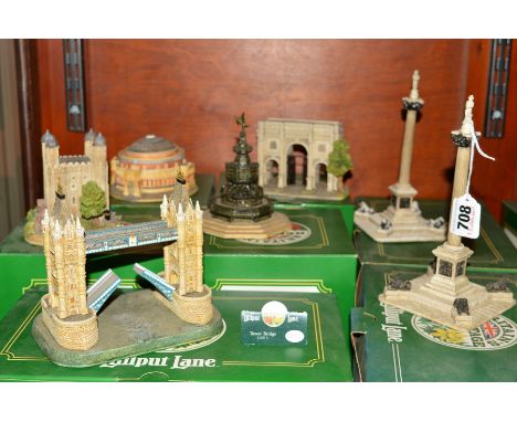 SEVEN BOXED LILLIPUT LANE BRITAINS HERITAGE SCULPTURES, 'Nelson's Column' L2253, 'Nelson's Column In Winter' L2301, 'Tower Br