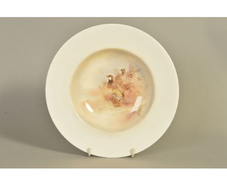 A ROYAL WORCESTER CABINET BOWL, 'Red Legged Partridge' marked to base 'Henry-Morgan &amp; Co Limited Colonial House Montreal'