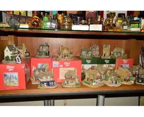 EIGHTEEN LILLIPUT LANE SCULPTURES, to include three boxed Victorian Shops 'Haberdashery' L2053, 'Apothecary' L2055, 'Tailor' 