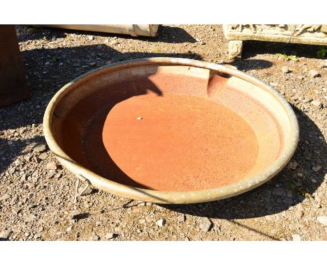 A VINTAGE GALVANISED CIRCULAR SHOWER BASIN, diameter 100cm