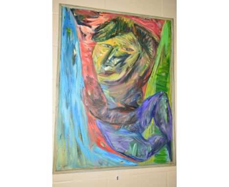 JUNE REDFERN (BRITISH 1951), 'My Mother Seeing Things', an abstract portrait, signed, titled and dated 1985 verso, oil on can