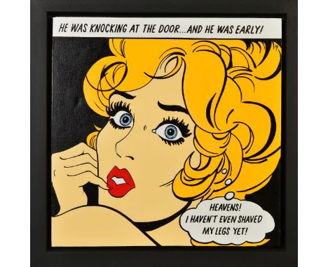 JACQUIE M BOYD (BRITISH CONTEMPORARY) 'EAGER BEAVER II', a pop art style portrait with text, signed and titled verso, framed,