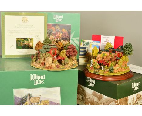 A BOXED LIMITED EDITION LILLIPUT LANE SCULTPURE, 'Reflections of Jade' No2238/3950, with certificate and leaflet, together wi