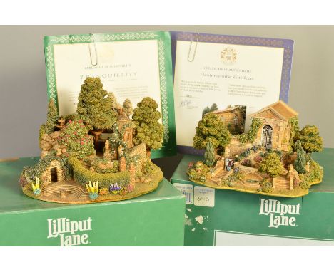TWO BOXED LIMITED EDITION LILLIPUT LANE SCULPTURES, 'Tranquillity' No2055/2500 (certificate and leaflet), and 'Hestercombe Ga