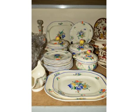 A COPELAND LATE SPODE 'MARLBOROUGH' PATTERN PART DINNER SERVICE, printed and tinted decoration, includes two vegetable tureen
