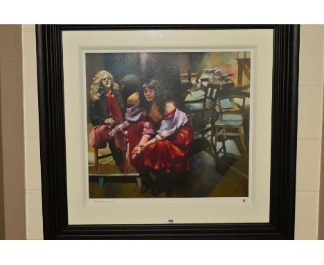 ROBERT LENKIEWICZ (BRITISH 1941-2002) 'THE PAINTER WITH KAREN IN THE STUDIO', a limited edition self portrait 4/150, facsimil