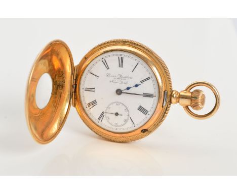 A LEVER BROTHERS ROLLED GOLD POCKET WATCH measuring approximately 41.5mm in diameter, white enamel dial, signed Lever Brother