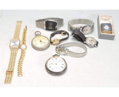 A collection of 20th century gents wrist watches and pocket watches to include a hallmarked silver open dial George Parsons w