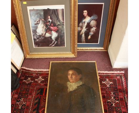 19th century English School, a half length portrait of a young woman, oil on canvas in a gilt frame, 60 x 49 cm; together wit